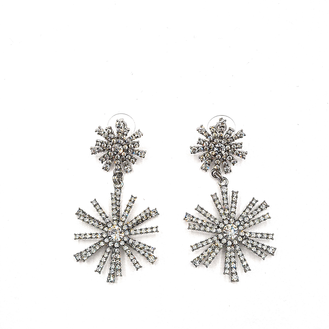 Ohrring 2 Snowflakes Cristall clear Silber