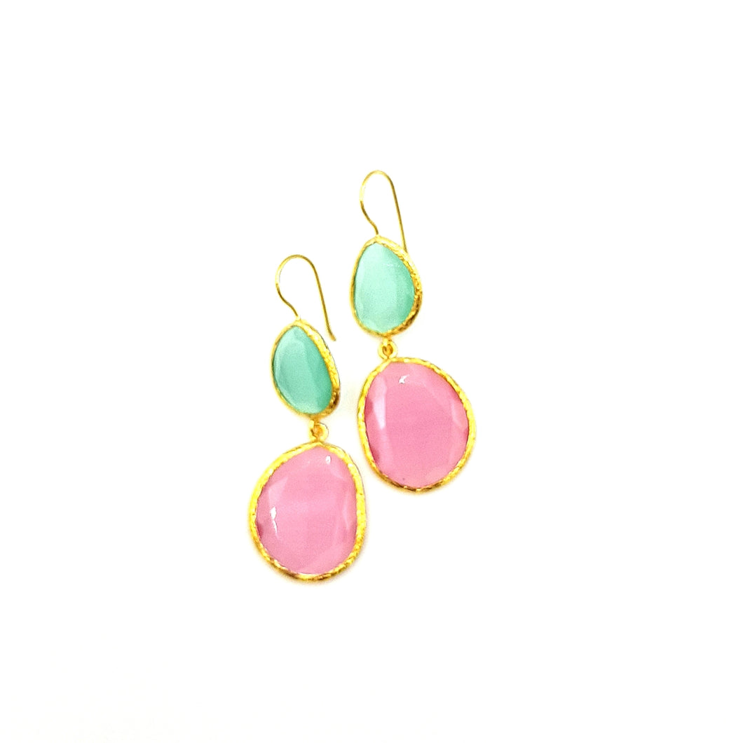 Ohrring Love 2 Stoned Pink & Mint